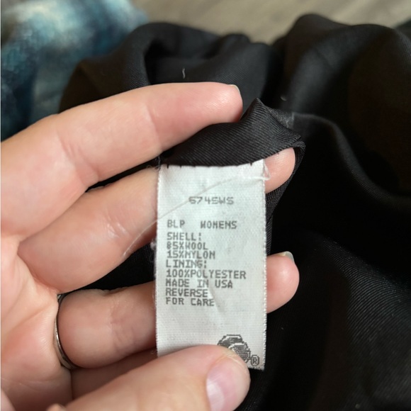 Woolrich blue plaid wool blend Prescott with belt women’s XL - Picture 6 of 7